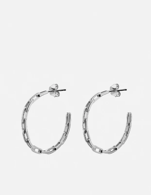 women gold hoop earrings -Volt Link Hoop Earrings, Sterling Silver