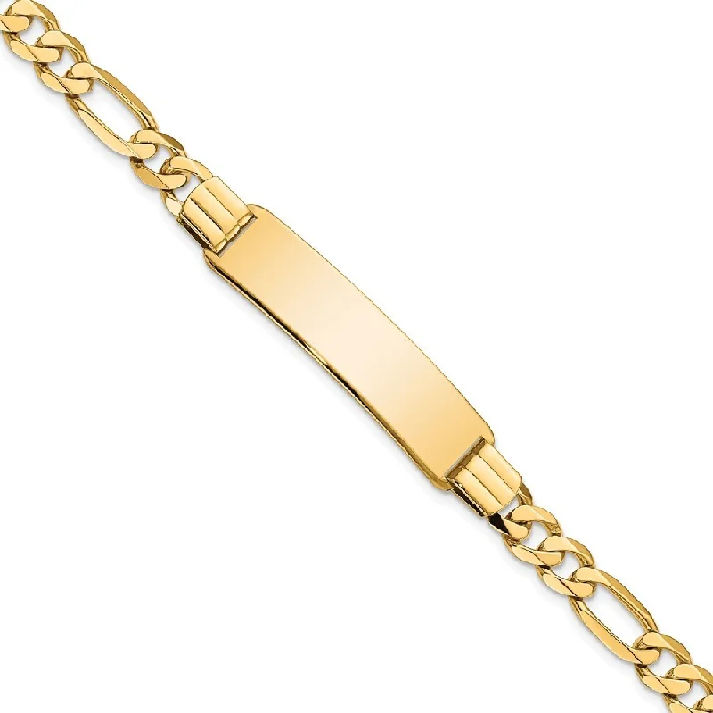 women multi-strand bangles and bracelets -14k Yellow Gold 9mm Flat Figaro Link ID Bracelet, 7"