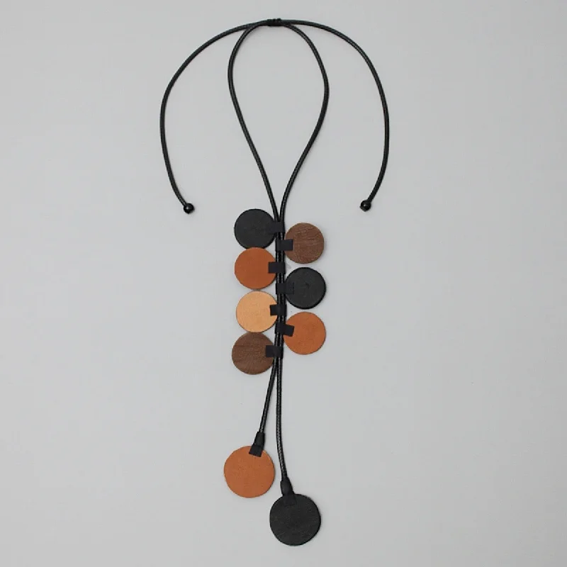 women modern necklaces -Brown Leather Arabella Pendant Necklace