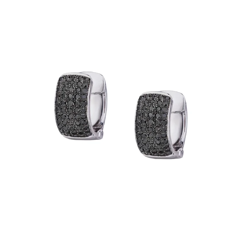 Custom earrings for women -BLACK DIAMOND HUGGIE EARRINGS