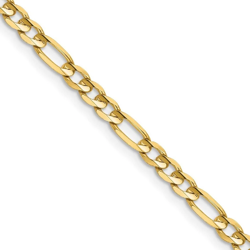 women retro bangles and bracelets -Curata 14k Yellow Gold Solid Polished Lobster Claw Closure 4mm Concave Open Figaro Chain Bracelet - 7 Inch - Lobster Claw