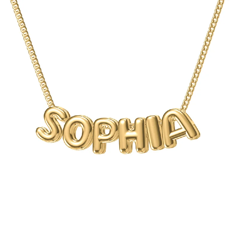 Affordable necklaces for women -Custom Bubble Letter Necklace