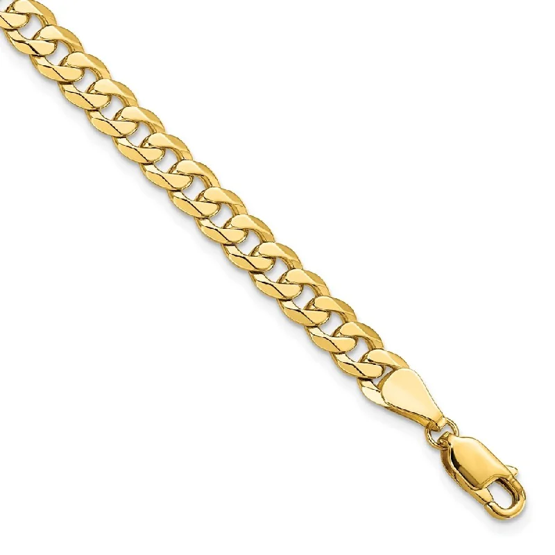 women multi-color bangles and bracelets -14k Yellow Gold 5.75mm Flat Beveled Curb Chain Bracelet, 8"