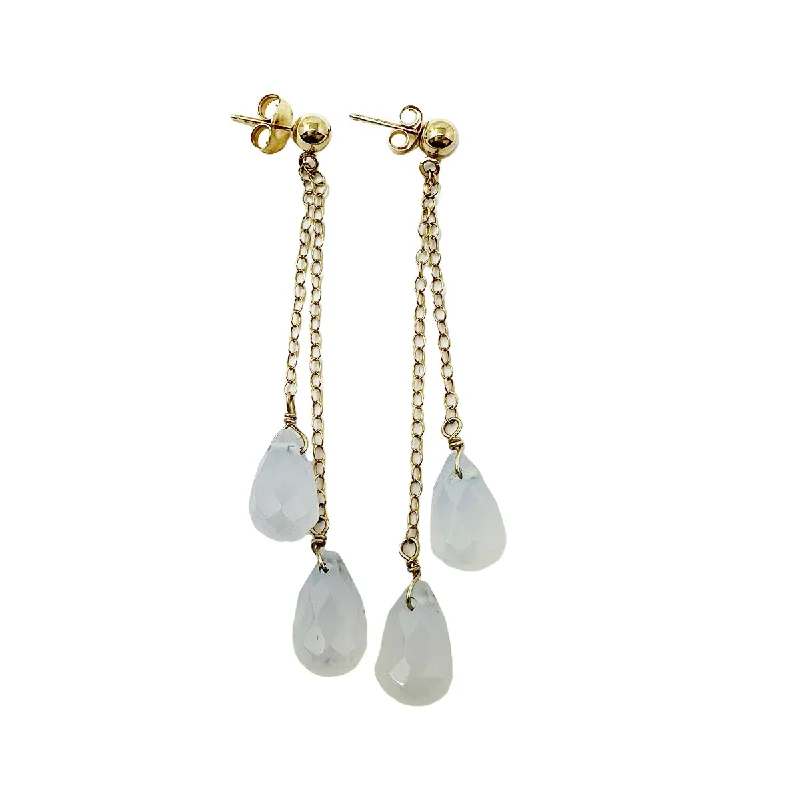 women pearl and diamond earrings -14K Gold Dangle Earrings