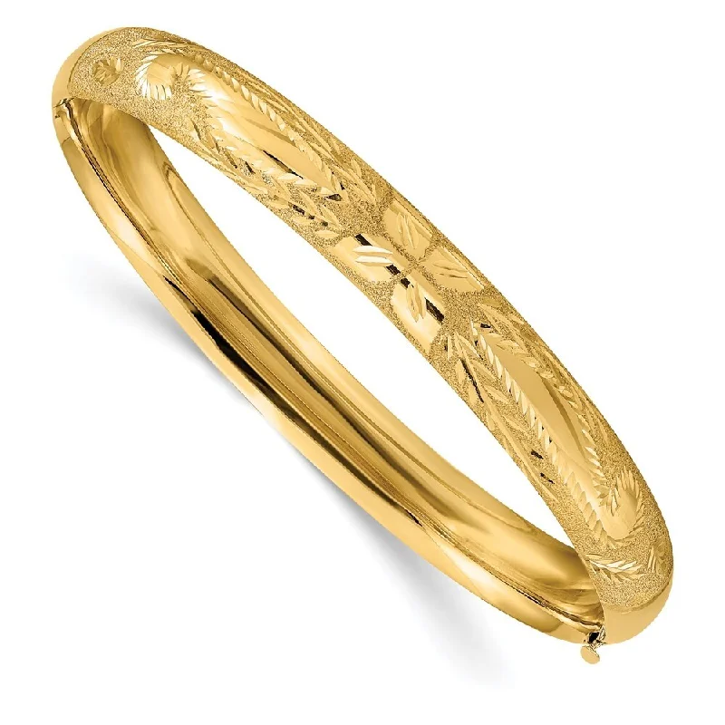 women multi-strand bangles and bracelets -14k Yellow Gold 8mm 5/16 Laser Cut Hinged Bangle Bracelet, 7"