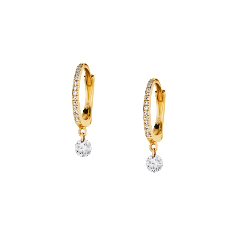 women gemstone hoop earrings -DIAMOND DROP HUGGIE EARRINGS