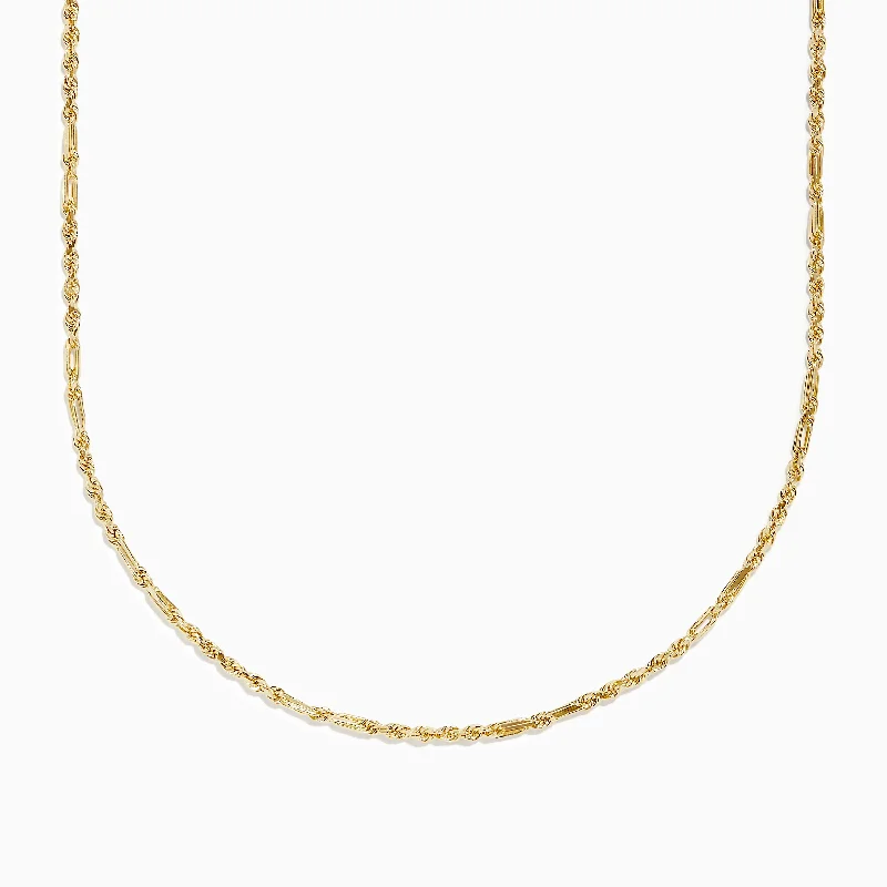 women geometric necklaces -14K Yellow Gold Figaro Rope Chain Necklace 18"