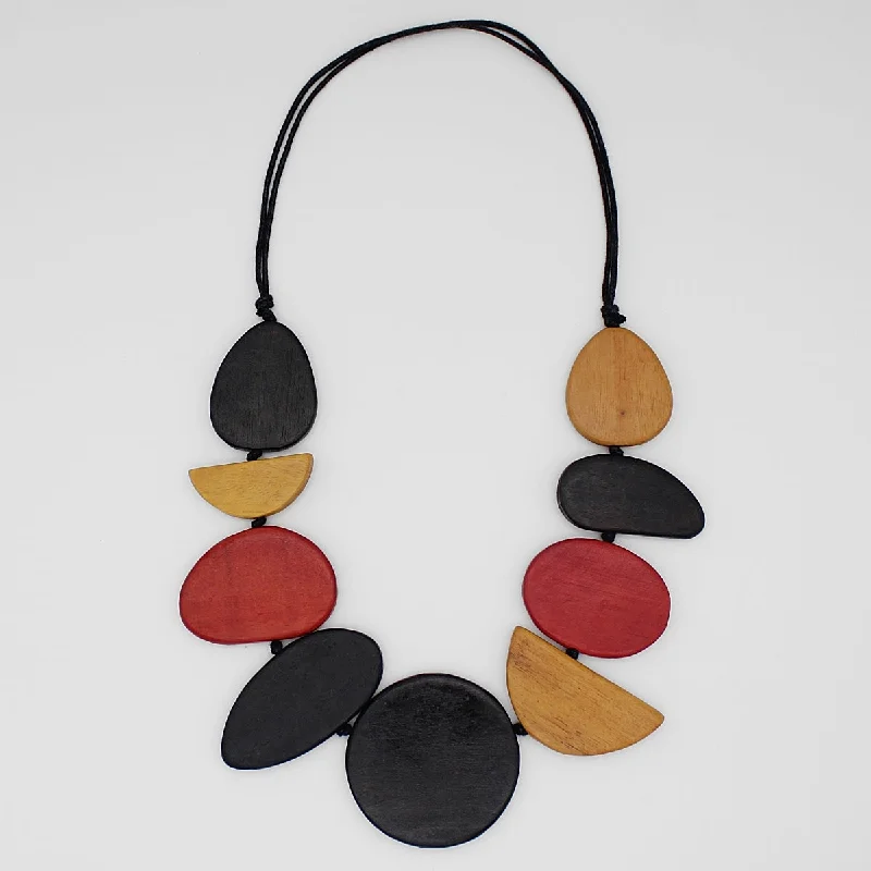 women round pendant necklaces -Black Elora Wood Statement Necklace