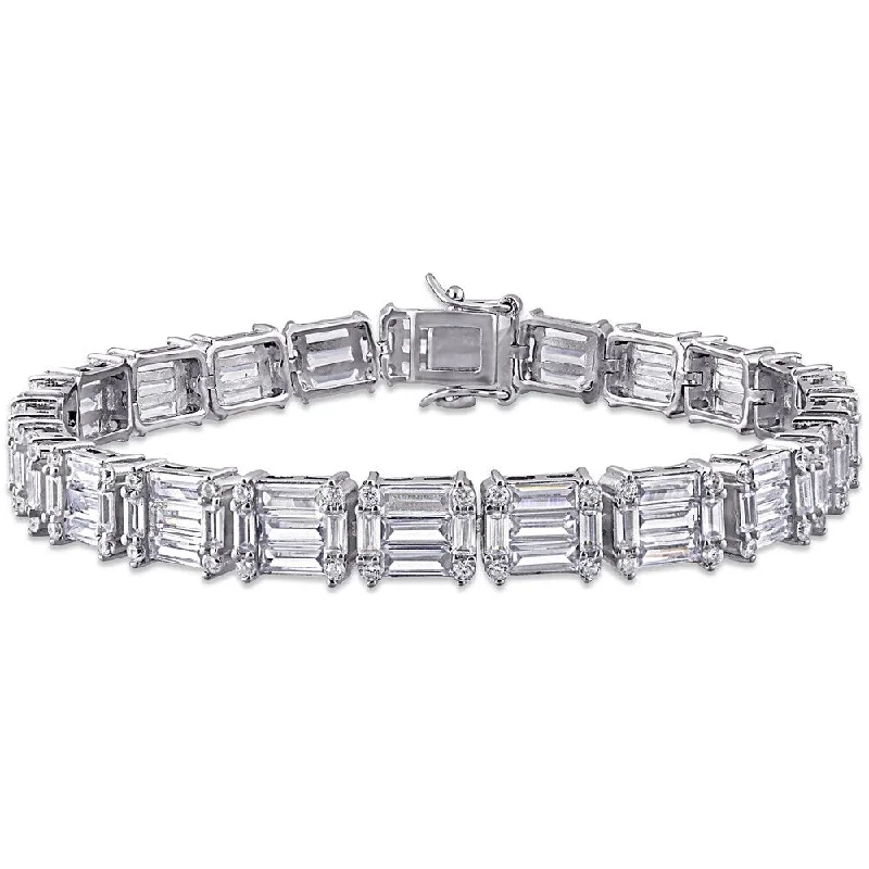 women adjustable bangles and bracelets -Miadora Sterling Silver 20ct TGW Multi-Cut Cubic Zirconia Tennis Bracelet