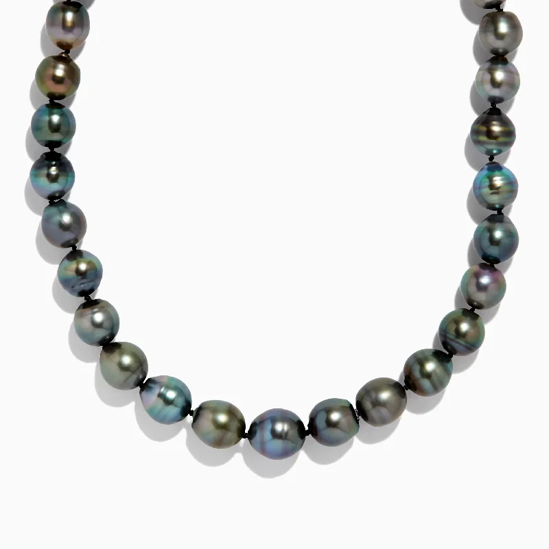 women delicate necklaces -Sterling Silver Cultured Tahitian Pearl Necklace