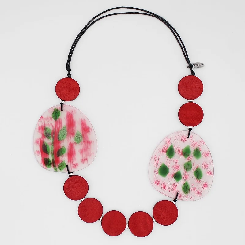 women elegant pearl necklaces -Red Renee Statement Necklace