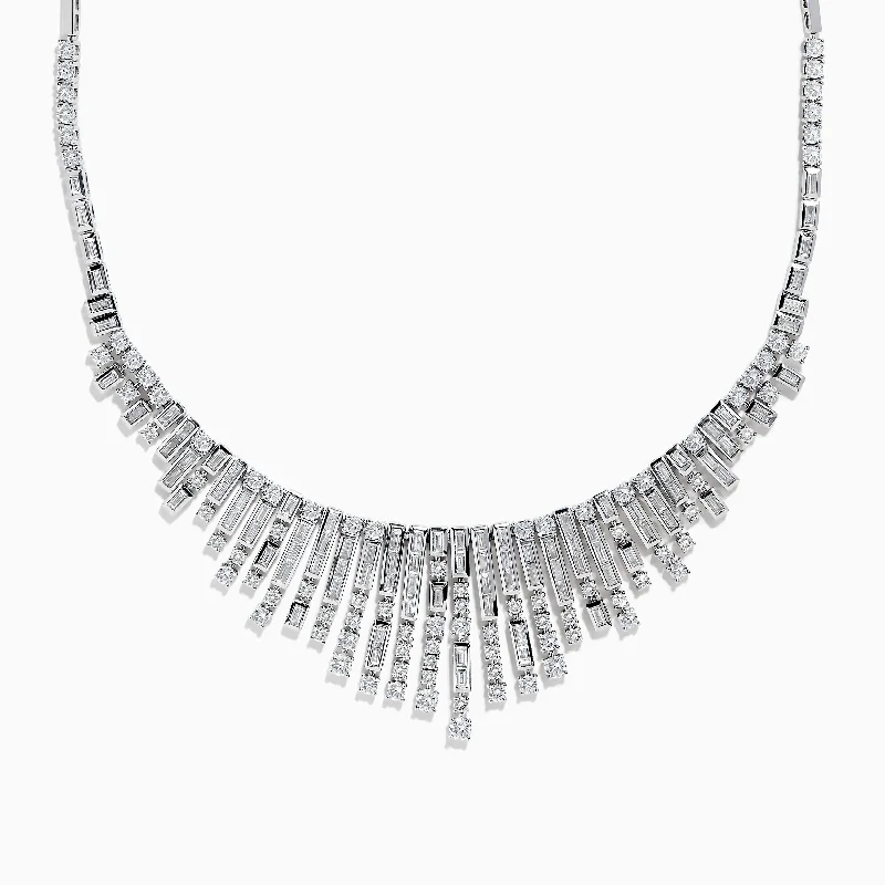 women cross necklaces -14K White Gold Diamond Fringe Necklace