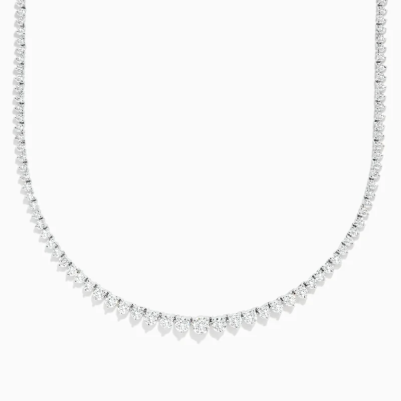 Affordable necklaces for women -14K White Gold Diamond Tennis Necklace 9.66 TCW