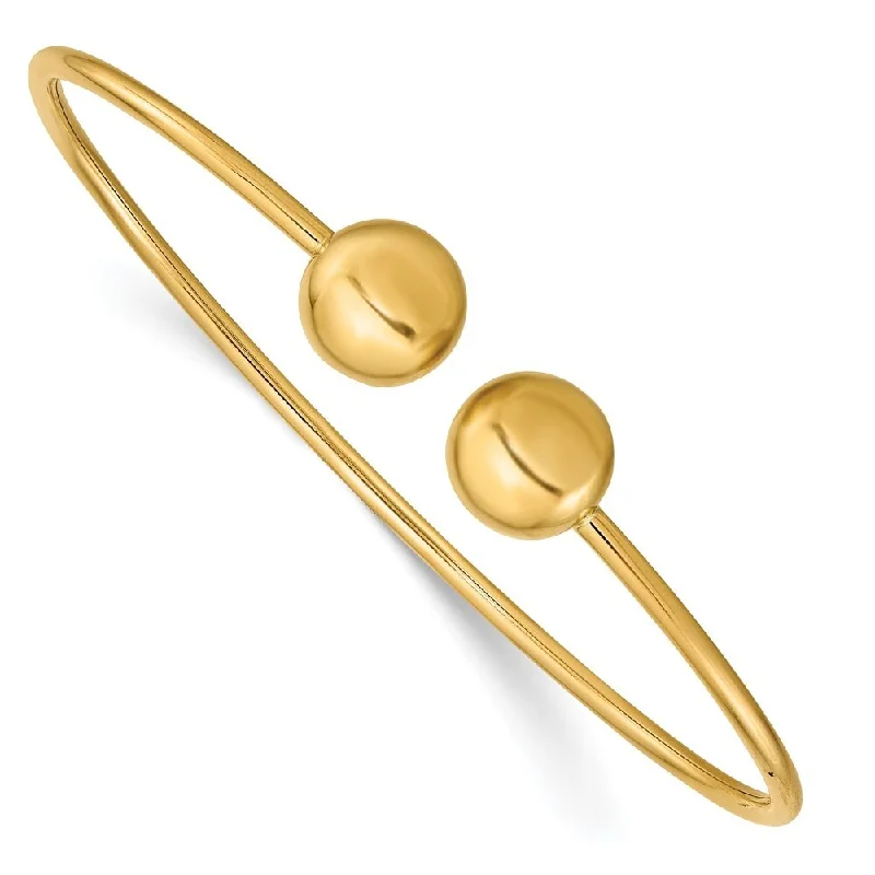 women handcrafted bangles and bracelets -14k Yellow Gold Flexible Bangle Bracelet, 6.5" (W-9.4mm)