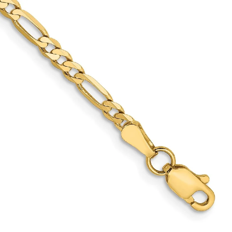 women multi-color bangles and bracelets -14k Yellow Gold 2.75mm Flat Figaro Chain Bracelet, 6"