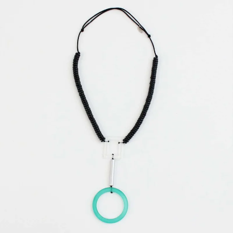 women gold choker necklaces -Round Dominique Pendant Necklace Aqua