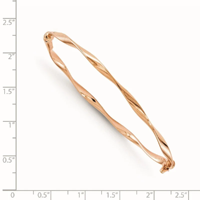 women classic bangles and bracelets -14k Rose Gold 3mm Twisted Hinged Bangle Bracelet, 7"