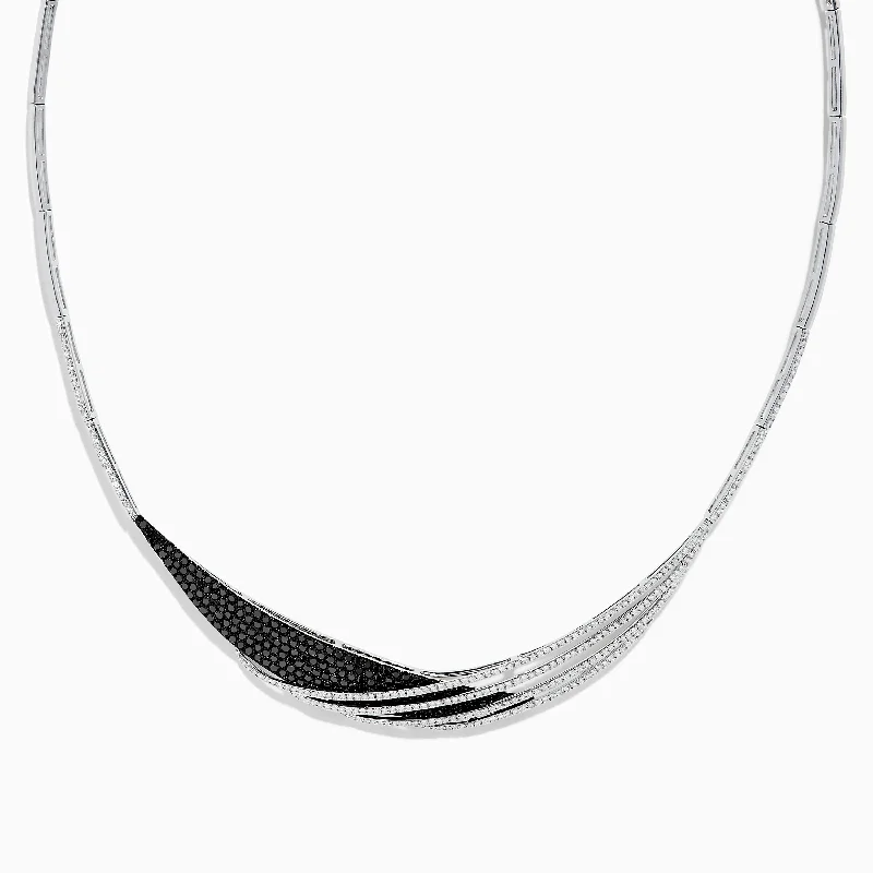 women pendant necklaces -14K White Gold Black and White Diamond Necklace