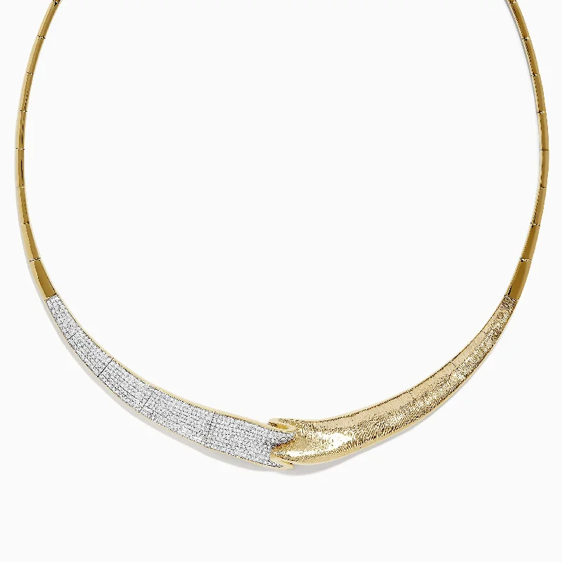 women engraved bar necklaces -D'Oro 14K Yellow Gold and Diamond Necklace