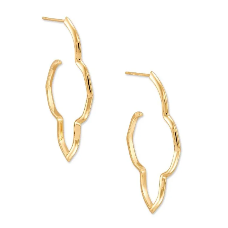 women gemstone drop earrings -Kendra Scott | Darla Hoop Earrings in 18k Yellow Gold Vermeil