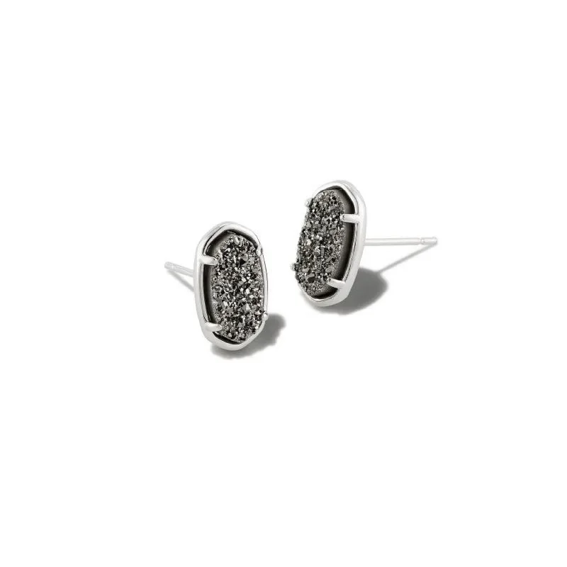 women gemstone earrings -Kendra Scott | Grayson Silver Stud Earrings in Platinum Drusy