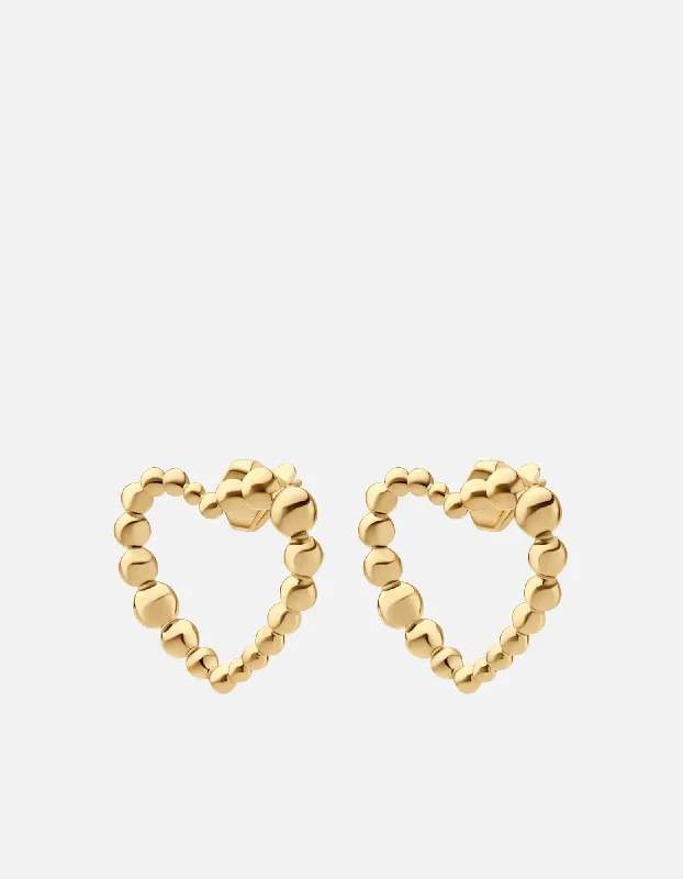 women engraved earrings -Cupid Heart Huggies, Gold Vermeil