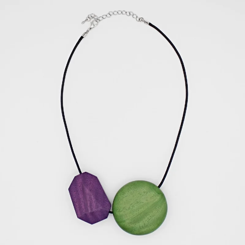 women angel wing necklaces -Green and Purple Bristol Necklace