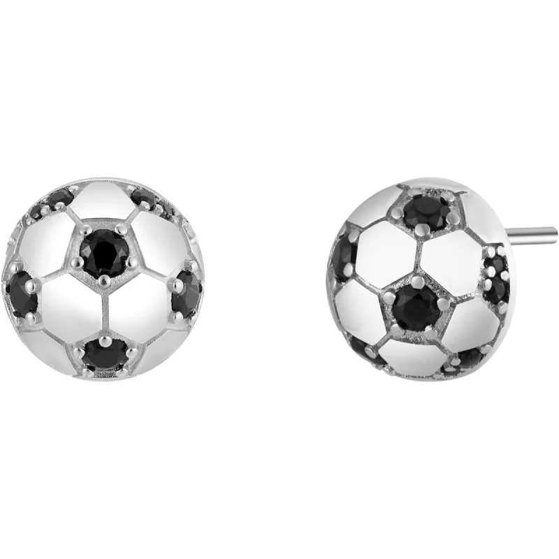 Affordable earrings for women -2D Crystal Soccer Ball Stud Earrings Sports Jewelry