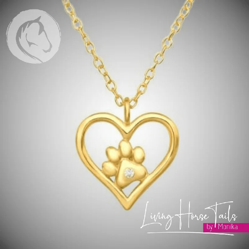 women floral necklace designs -Pawprint on my Heart Necklace