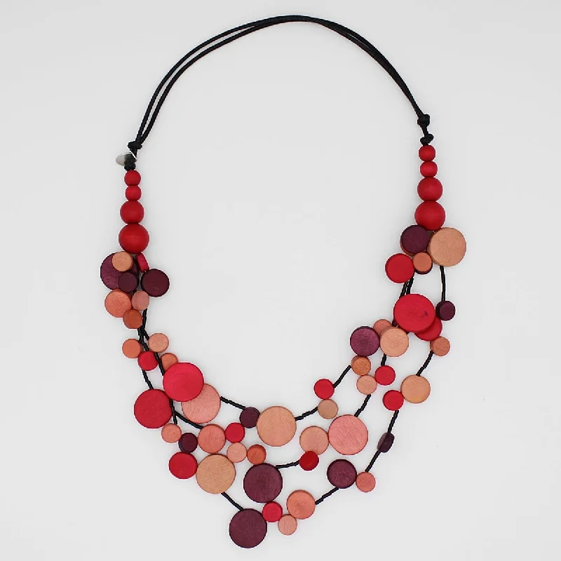 women layered gold necklaces -Red Multi Strand Millie Necklace