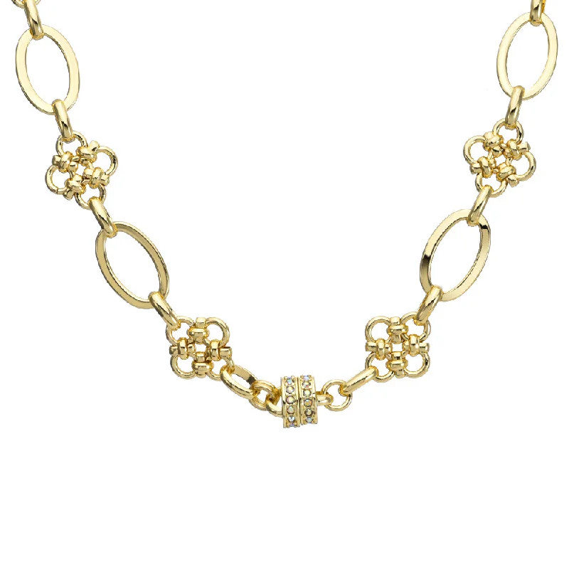 women vintage-inspired necklaces -The Magic Knot Oval Link Magnetic Interchangeable Necklace (Goldtone)