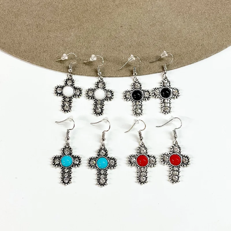 women vintage-style earrings -Buy 3 for $10 | Silver Tone Cross Earrings