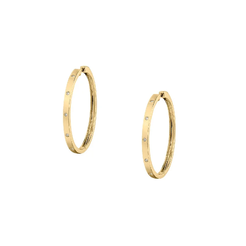 women square earrings -DIAMOND STUDDED HOOPS