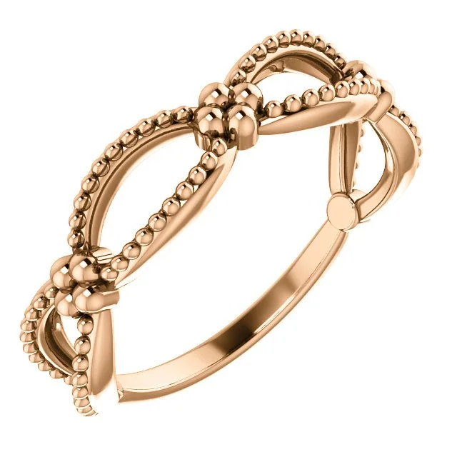 women twisted engagement rings -14KT GOLD BEADED STACKABLE TWIST RING