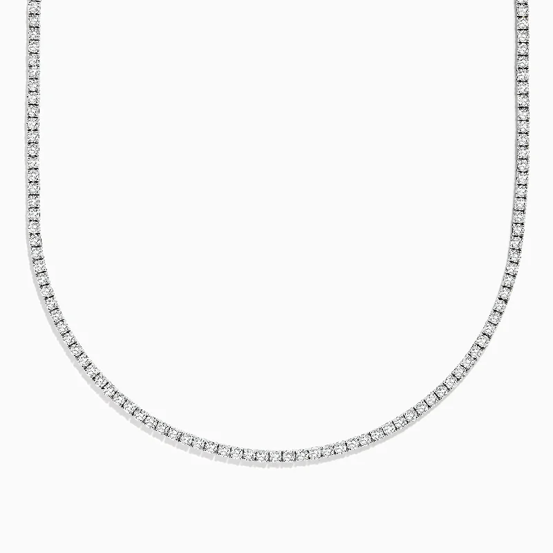 women charm necklaces -Pave Classica 14k White Gold Diamond Tennis Necklace 9.94 TCW