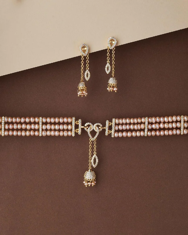 women necklace sets -Beautiful Pearl Necklace Set