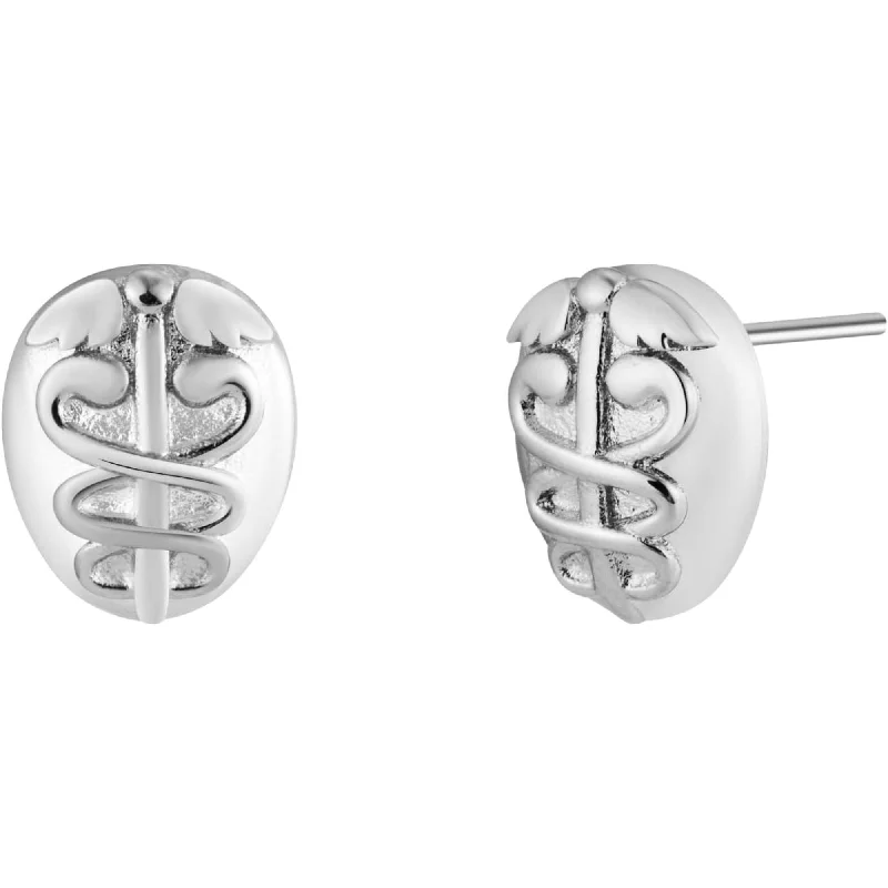 Hoop earrings for women -Medical Symbol Caduceus Stud Earrings