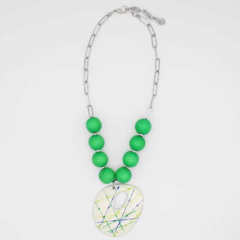 women sleek pendant necklaces -Green Cosmic Splash Pendant Necklace