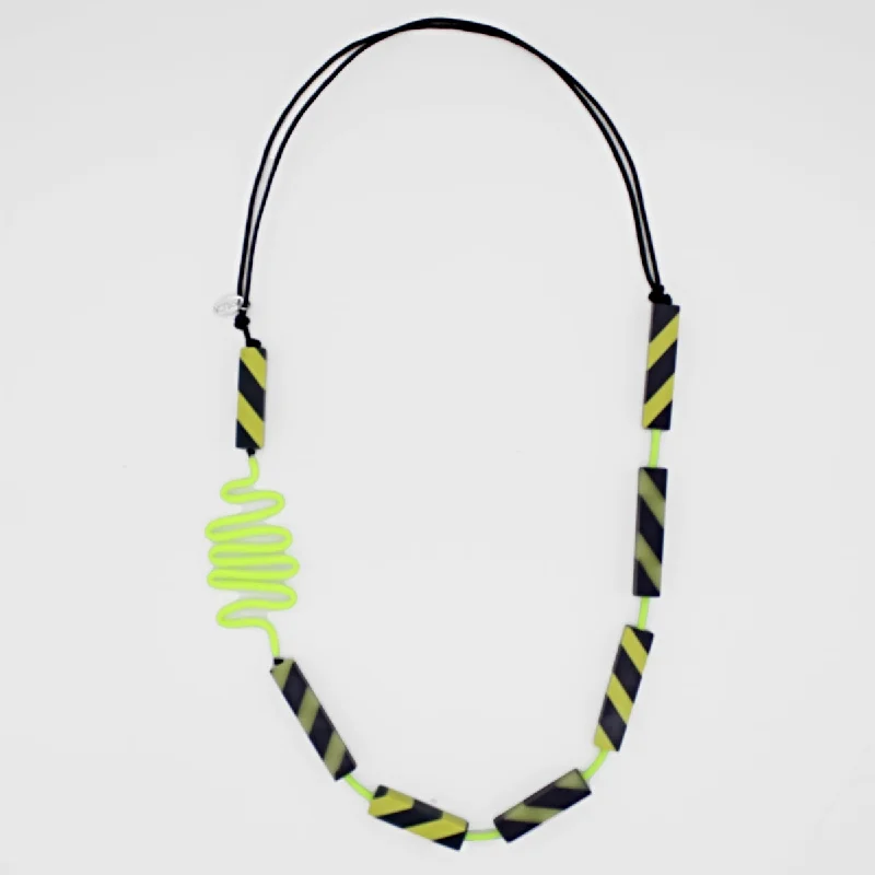 women double-layer necklaces -Vibrant Lime and Navy Statement Necklace