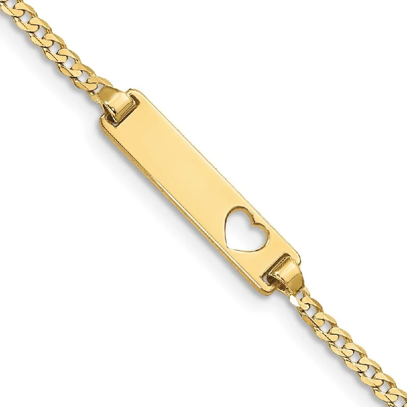 women chic bangles and bracelets -10k Yellow Gold Flat Curb Link ID Bracelet, 5.5" (W-4.8mm)