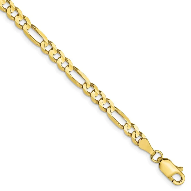 women luxury gold bangles and bracelets -Leslie's 10k Yellow Gold 4mm Concave Figaro Chain Bracelet, 7"