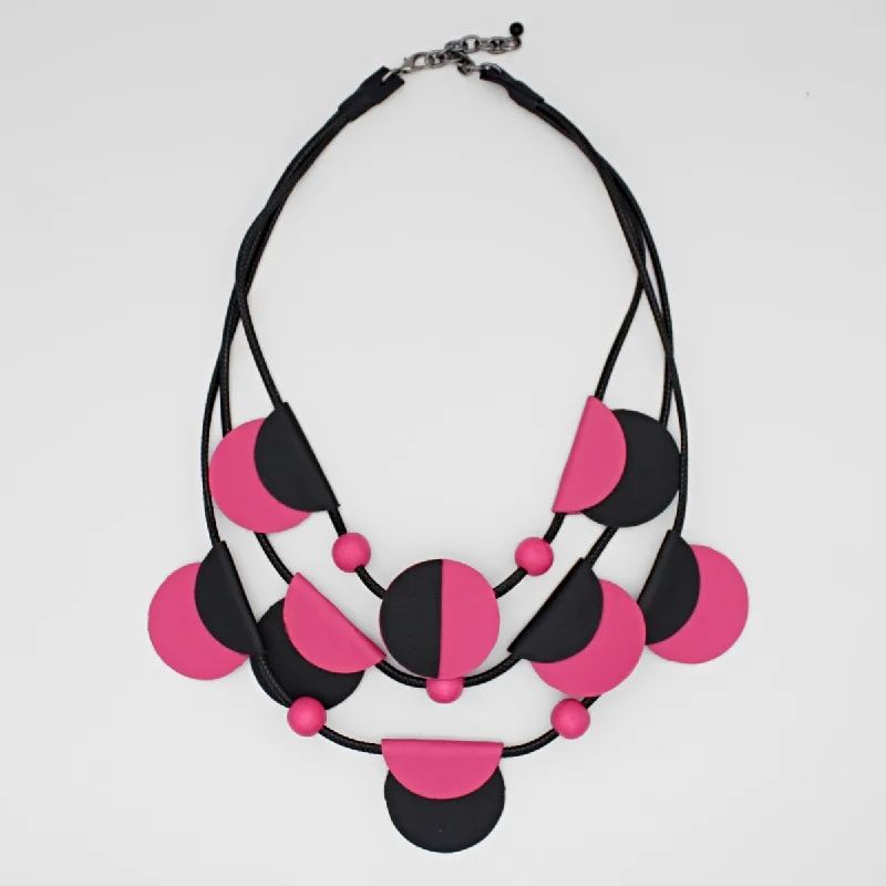 women heart-shaped necklaces -Pink Verona Leather Necklace