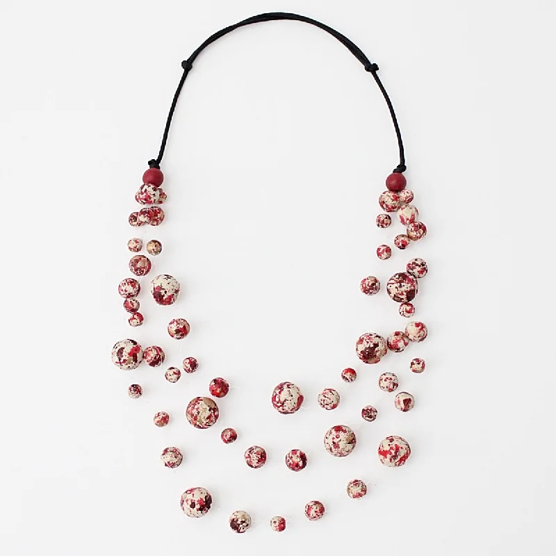 women infinity love necklaces -Red and White Marbled Anika Necklace