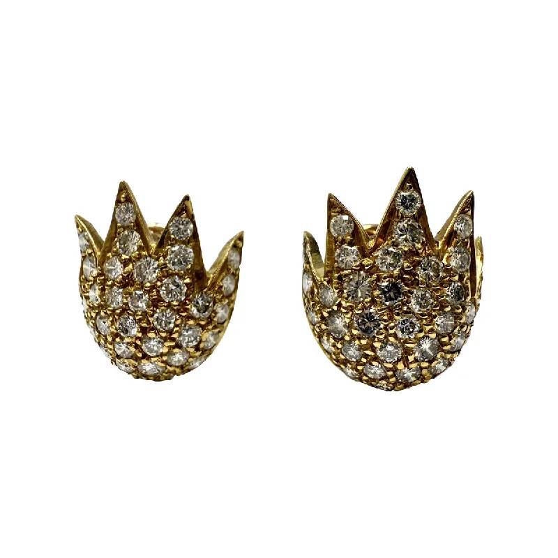 women zodiac earrings -14K Gold Tulip Shaped Earrings with Diamonds