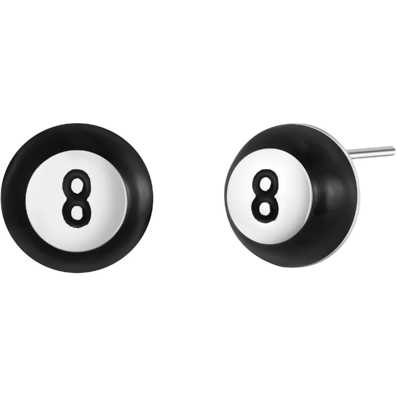 women long earrings -2D Billiard Magic 8 Ball Stud Earrings Jewelry