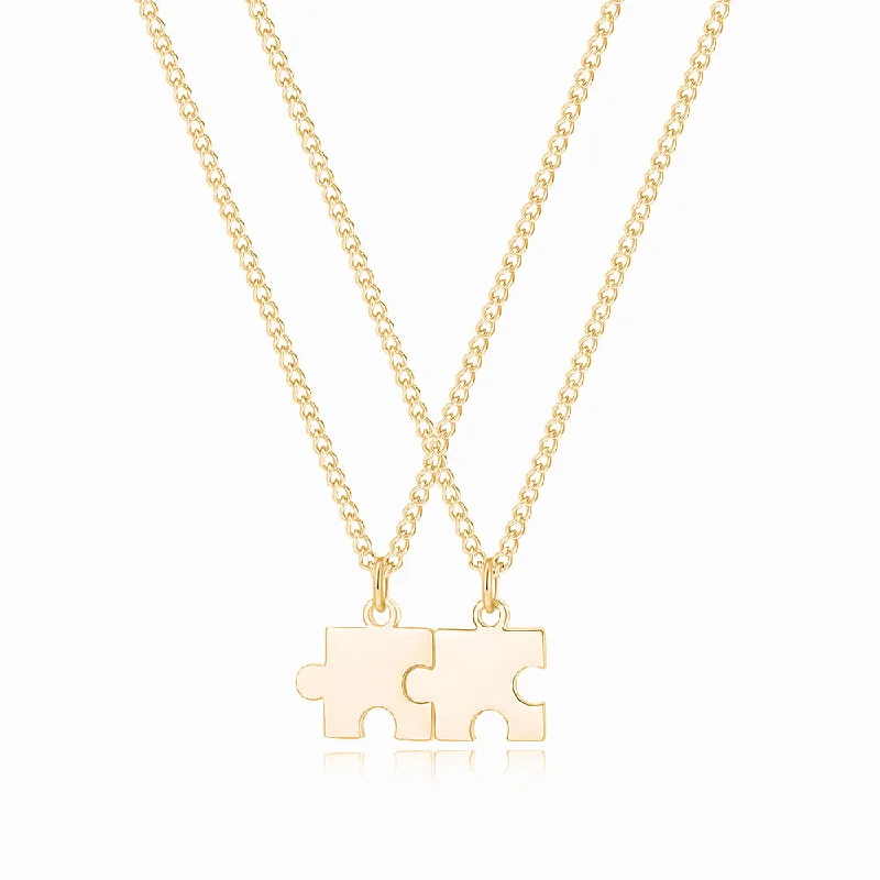 women nameplate necklaces -Personalized Puzzle Necklace Set