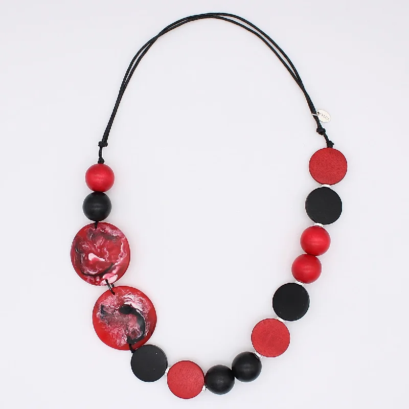 women zodiac sign necklaces -Black Crimson Marble Necklace