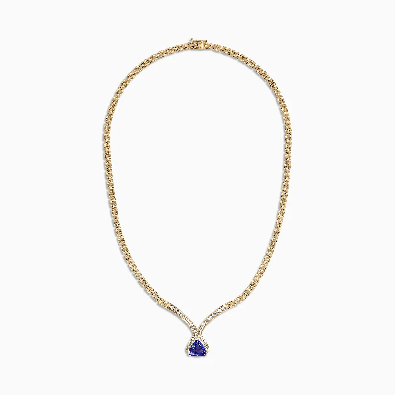 women multi-strand necklaces -Nahla Siri 14K Yellow Gold Tanzanite and Diamond Necklace, 3.66 TCW