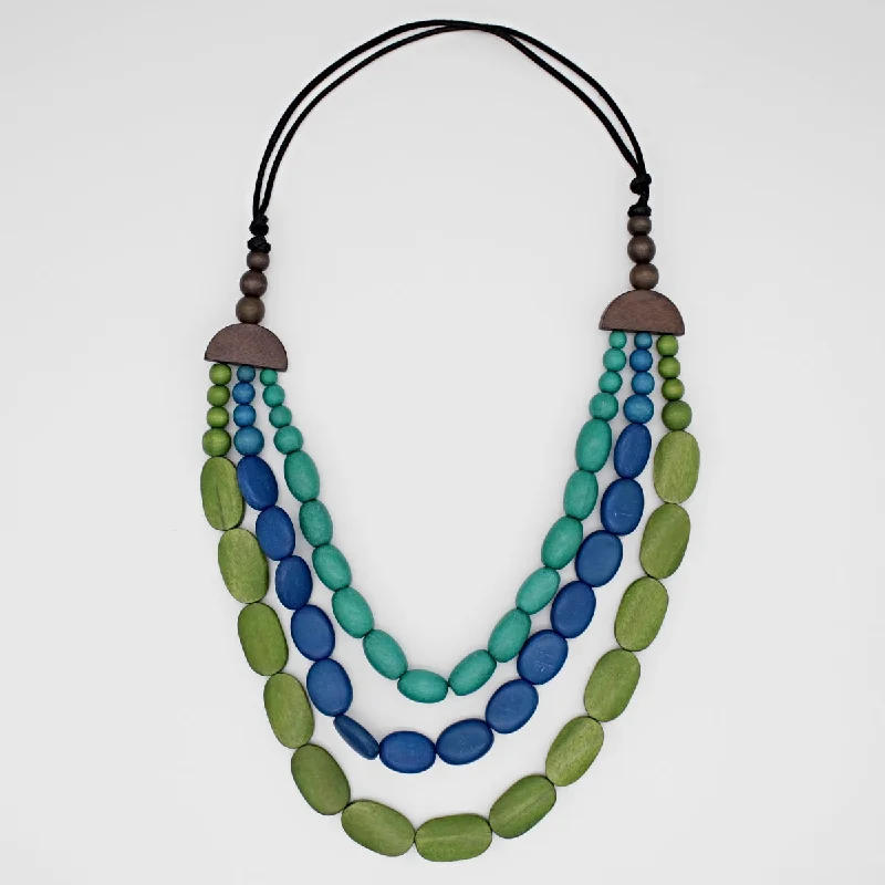 women large gemstone necklaces -Green and Blue Savannah Necklace