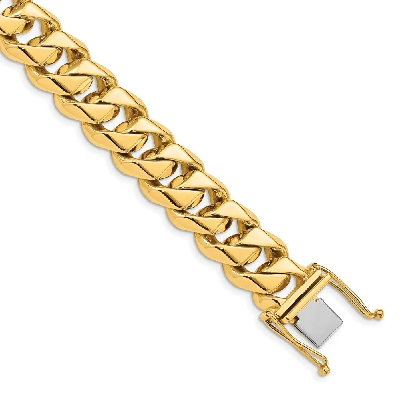 women fashion bangles and bracelets -14k Yellow Gold 14mm Hand-Polished Traditional Link Chain Bracelet, 8"